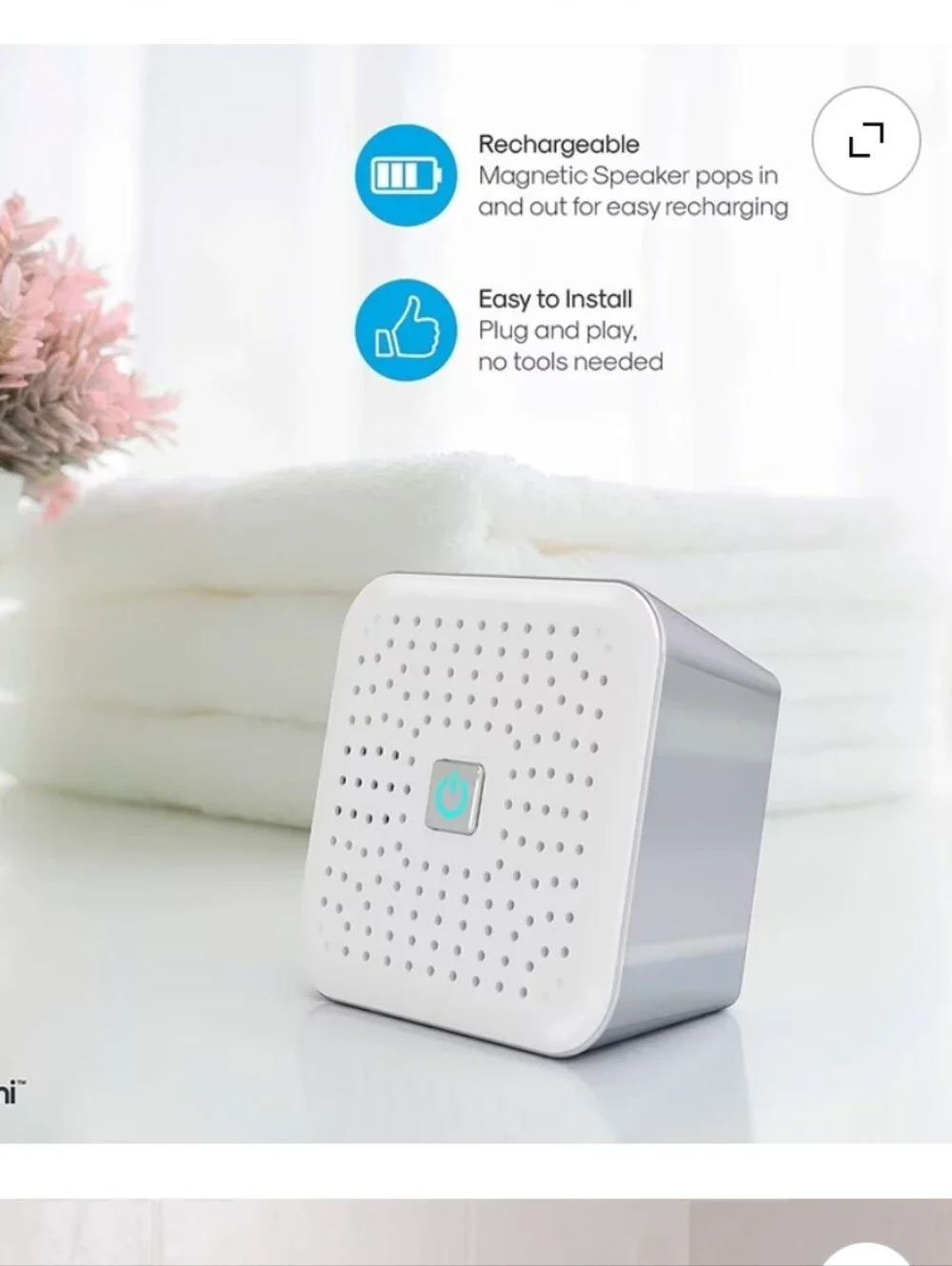 White Bluetooth Shower Head Speaker — Wireless Waterproof Audio